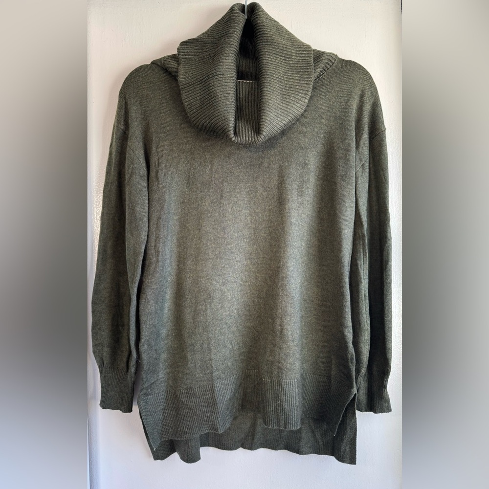 NWOT LOFT Green Knitted Rib Loose Turtleneck Top Women's Small